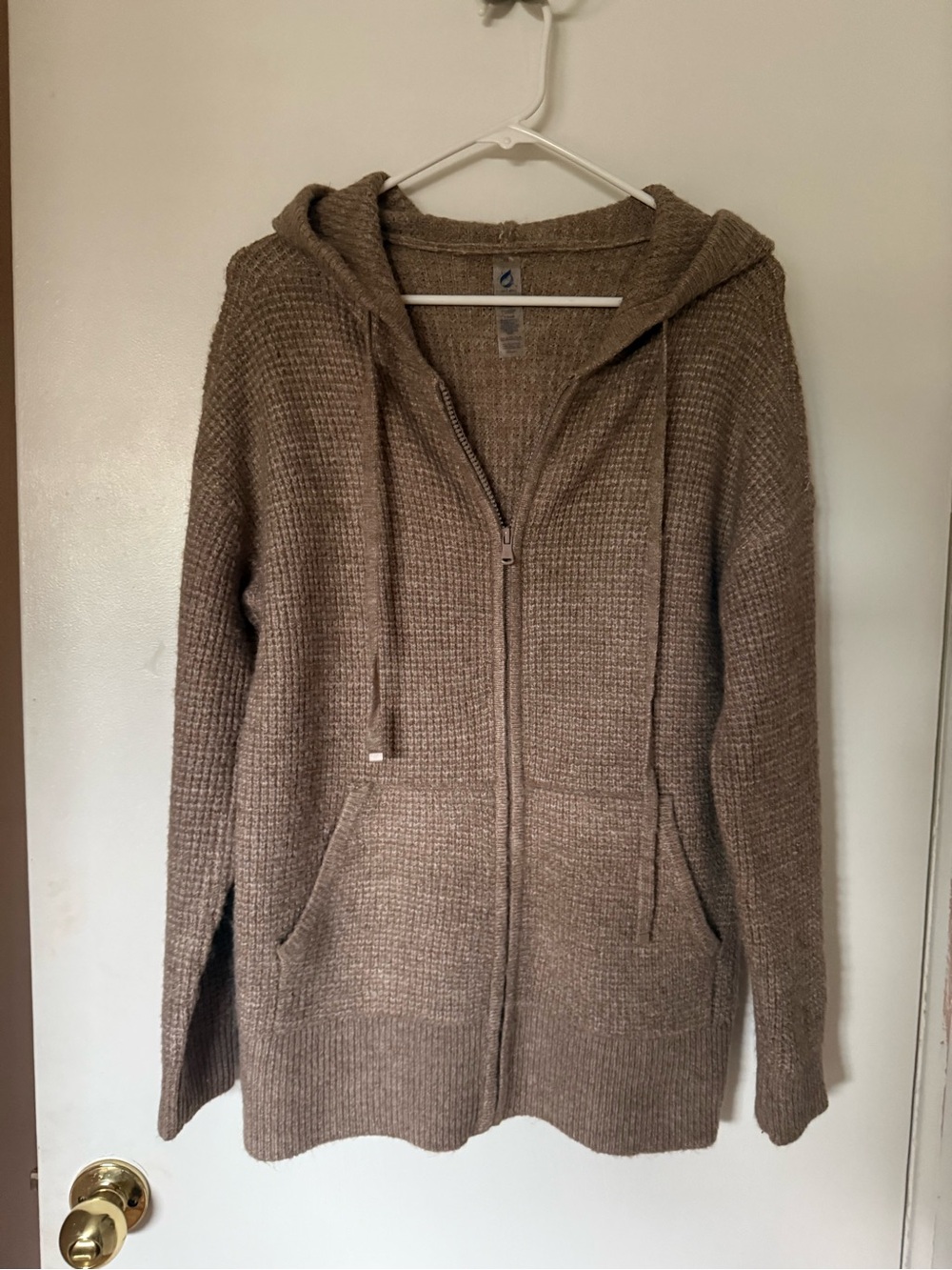 Lou & Grey Taupe Hooded Zip Cardigan